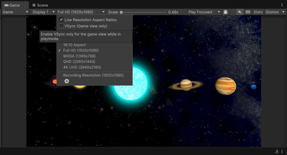 Scene VSync Settings