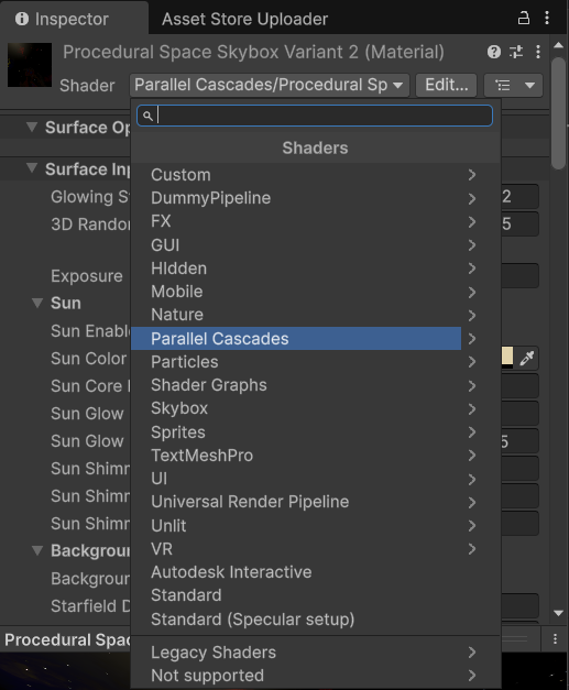 Shader Selection Step 1